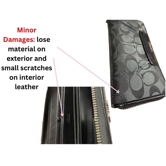 Coach Signature Zip Around Accordion Wallet Black - Picture 2 of 4